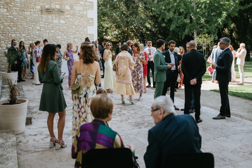 An outdoor ceremony in front of the guests